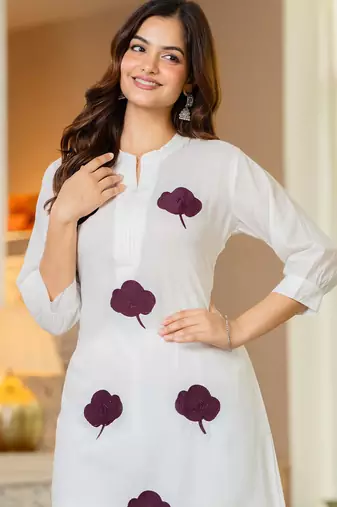 White embroidered cotton co-ord set