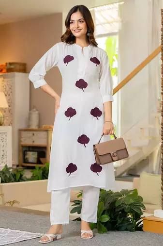 White embroidered cotton co-ord set