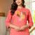 Peach embroidered cotton kurta and pant set