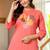 Peach embroidered cotton kurta and pant set