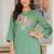 Shadow green embroidered cotton kurta and pant set