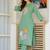 Shadow green embroidered cotton kurta and pant set