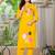 Yellow embroidered cotton kurta and pant set