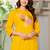 Yellow embroidered cotton kurta and pant set