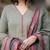 Green embroidered cotton kurta and pant set with dupatta