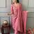 Rose pink printed cotton kurta and pant set