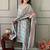 Coral blue printed cotton kurta and pant set with dupatta
