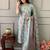 Coral blue printed cotton kurta and pant set with dupatta