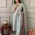 Coral blue printed cotton kurta and pant set with dupatta