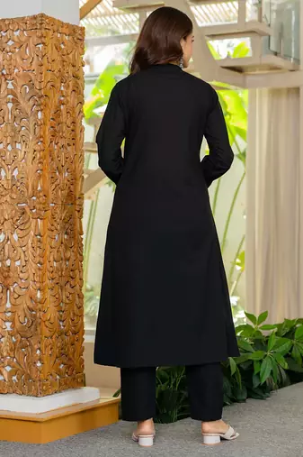 Black embroidered cotton co-ord set