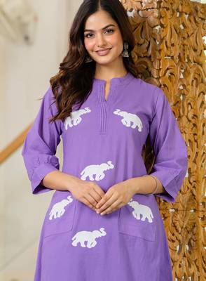Soft purple embroidered cotton co-ord set 3