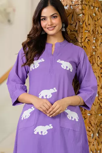 Soft purple embroidered cotton co-ord set