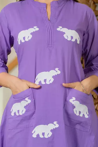 Soft purple embroidered cotton co-ord set