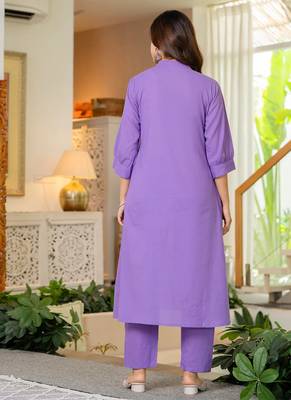 Soft purple embroidered cotton co-ord set 5