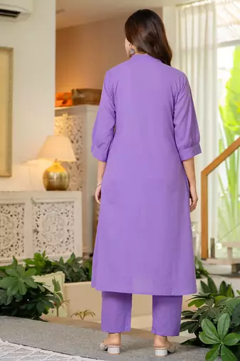 Soft purple embroidered cotton co-ord set