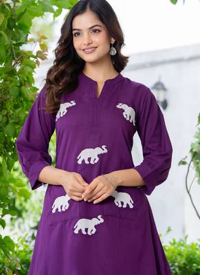 Grape purple embroidered cotton co-ord set 2