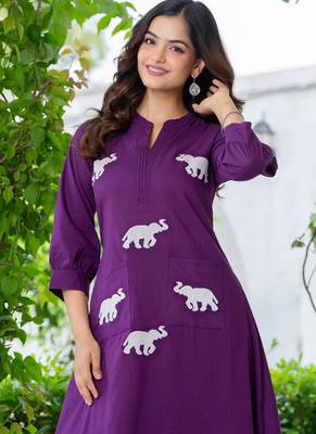 Grape purple embroidered cotton co-ord set 3