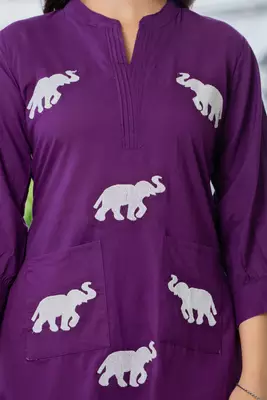 Grape purple embroidered cotton co-ord set 4