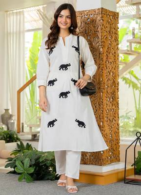 White embroidered cotton co-ord set 1