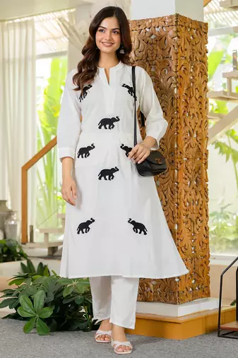 White embroidered cotton co-ord set