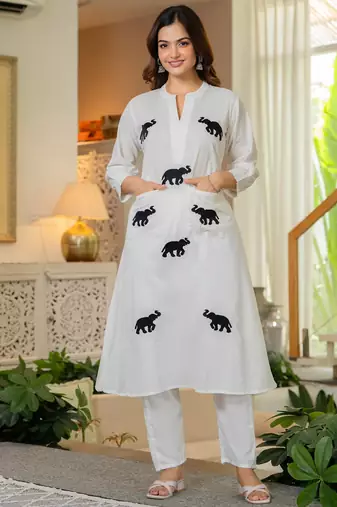 White embroidered cotton co-ord set