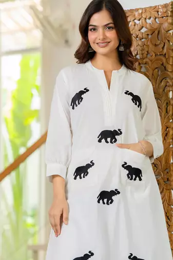 White embroidered cotton co-ord set