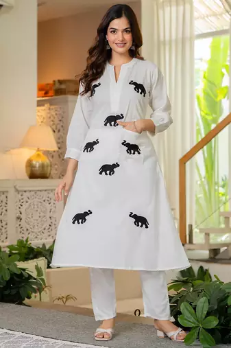 White embroidered cotton co-ord set