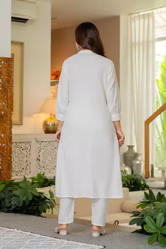 White embroidered cotton co-ord set