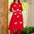 Red embroidered cotton co-ord set