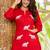 Red embroidered cotton co-ord set