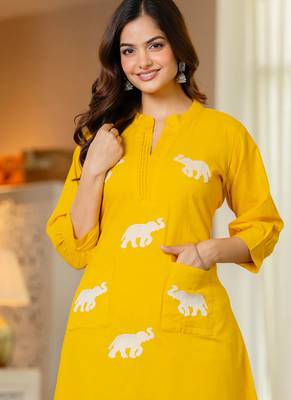 Yellow embroidered cotton co-ord set 3