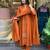 Rust orange embroidered cotton suit set with dupatta