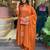 Rust orange embroidered cotton suit set with dupatta