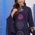 Navy blue embroidered cotton suit set with dupatta
