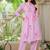 Pink embroidered printx work cotton co-ord set