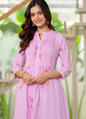 Pink embroidered printx work cotton co-ord set 3