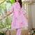 Pink embroidered printx work cotton co-ord set
