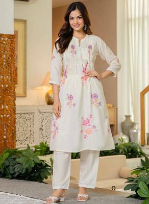 Off white embroidered printx work cotton co-ord set 1