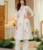 Off white embroidered printx work cotton co-ord set