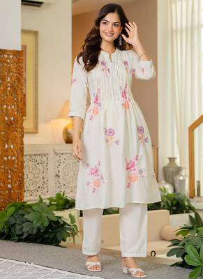 Off white embroidered printx work cotton co-ord set 2