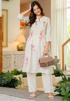 Off white embroidered printx work cotton co-ord set 3