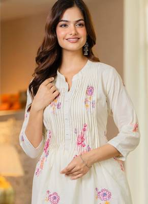 Off white embroidered printx work cotton co-ord set 4