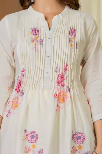 Off white embroidered printx work cotton co-ord set