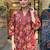 Reddish floral printed cotton suit set with mulmul dupatta