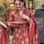 Reddish floral printed cotton suit set with mulmul dupatta
