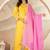Yellow color polyester cotton kurti pant & printed dupatta