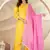Yellow color polyester cotton kurti pant & printed dupatta