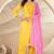 Yellow color polyester cotton kurti pant & printed dupatta