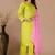 Green color polyester cotton kurti pant & printed dupatta