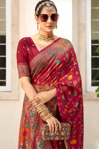 multicolor dola silk zari border and pallu work  saree